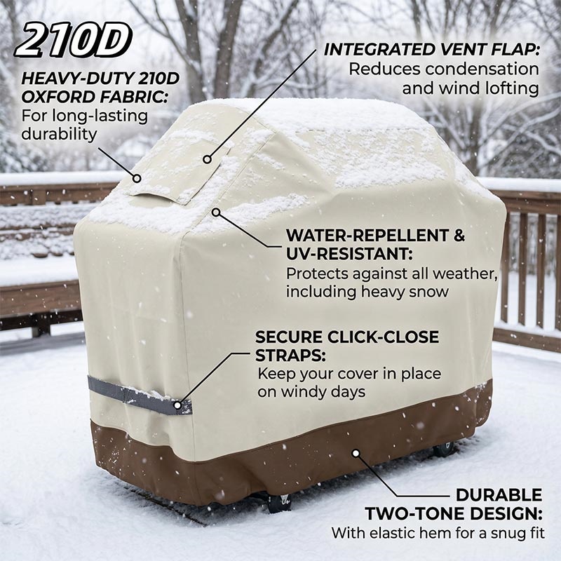 Outdoor Furniture Varnish - 210D BBQ Beige Penutup Panggangan Barbekyu