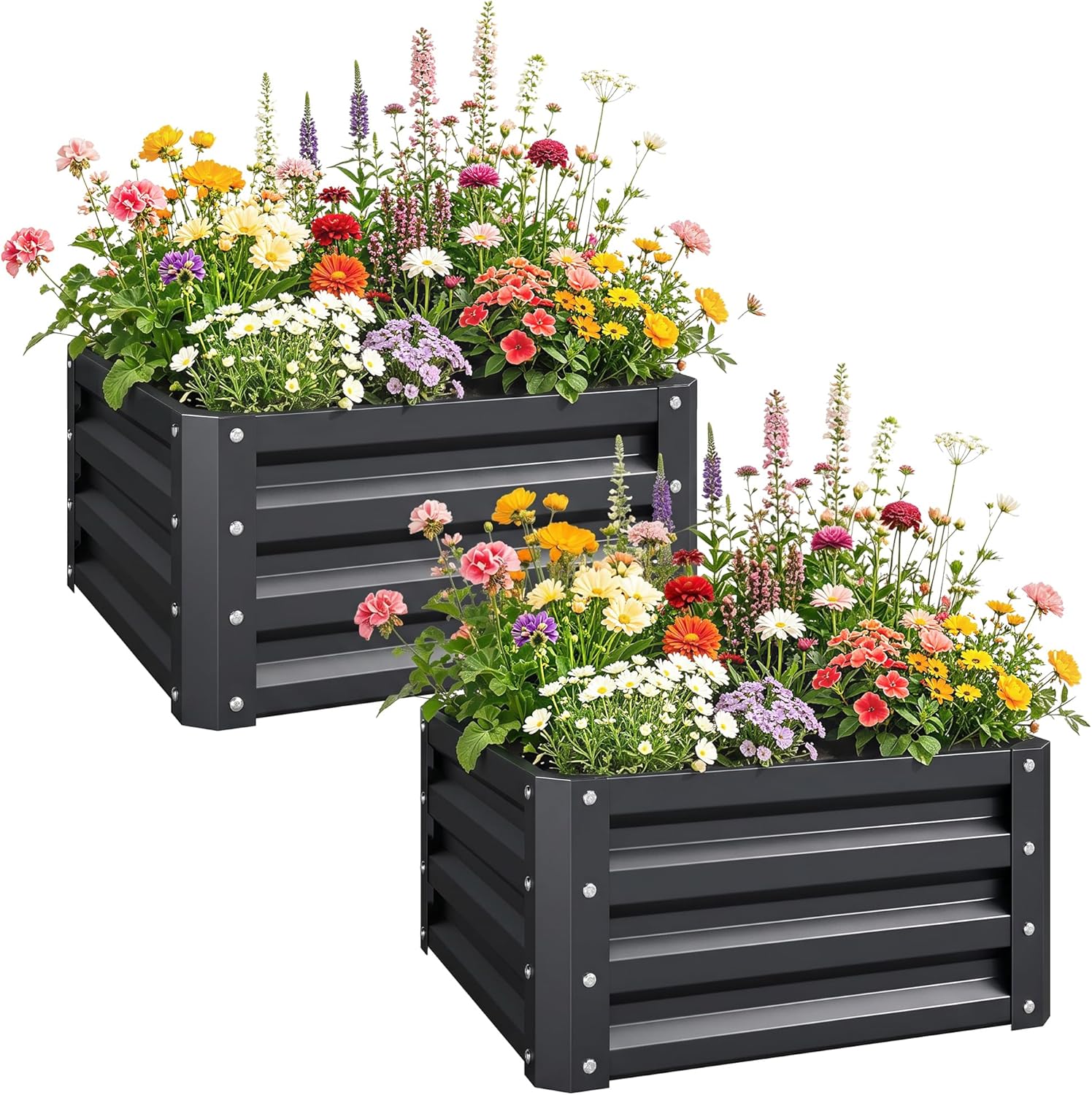 Planter Raised Metal - 2 Buah Kotak Tanam Galvanis, 2'