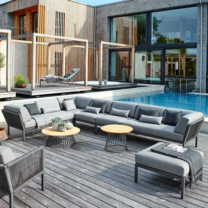 Outdoor Furniture Rope - Sofa Sudut Taman Bentuk L Baru