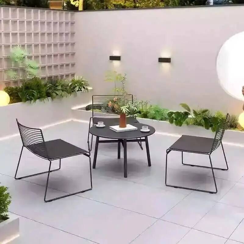 Outdoor Furniture For Cafe - Kafe Sederhana Balkon Santai Halaman Besi