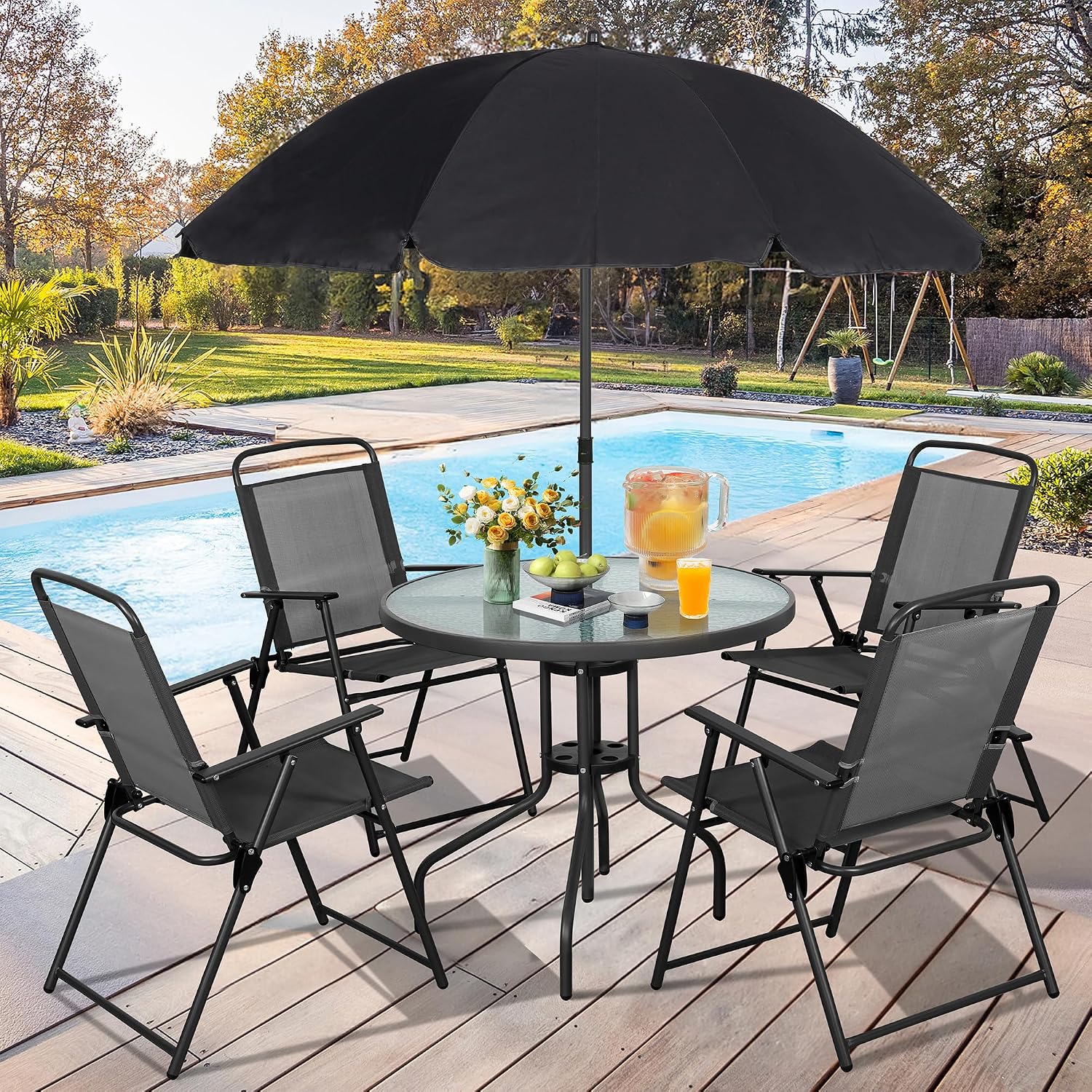 Set Meja Makan Teras Logam, Ku - Outdoor Furniture For Sale ulasan dan harga