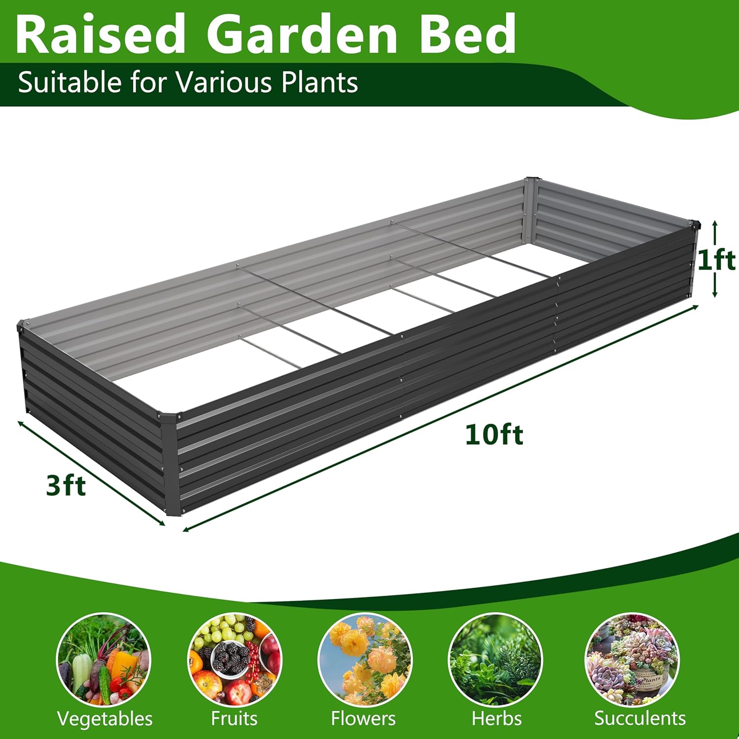 2PCS 10x3x1ft Kit Tempat Tanam - Planter Raised Metal ulasan dan harga