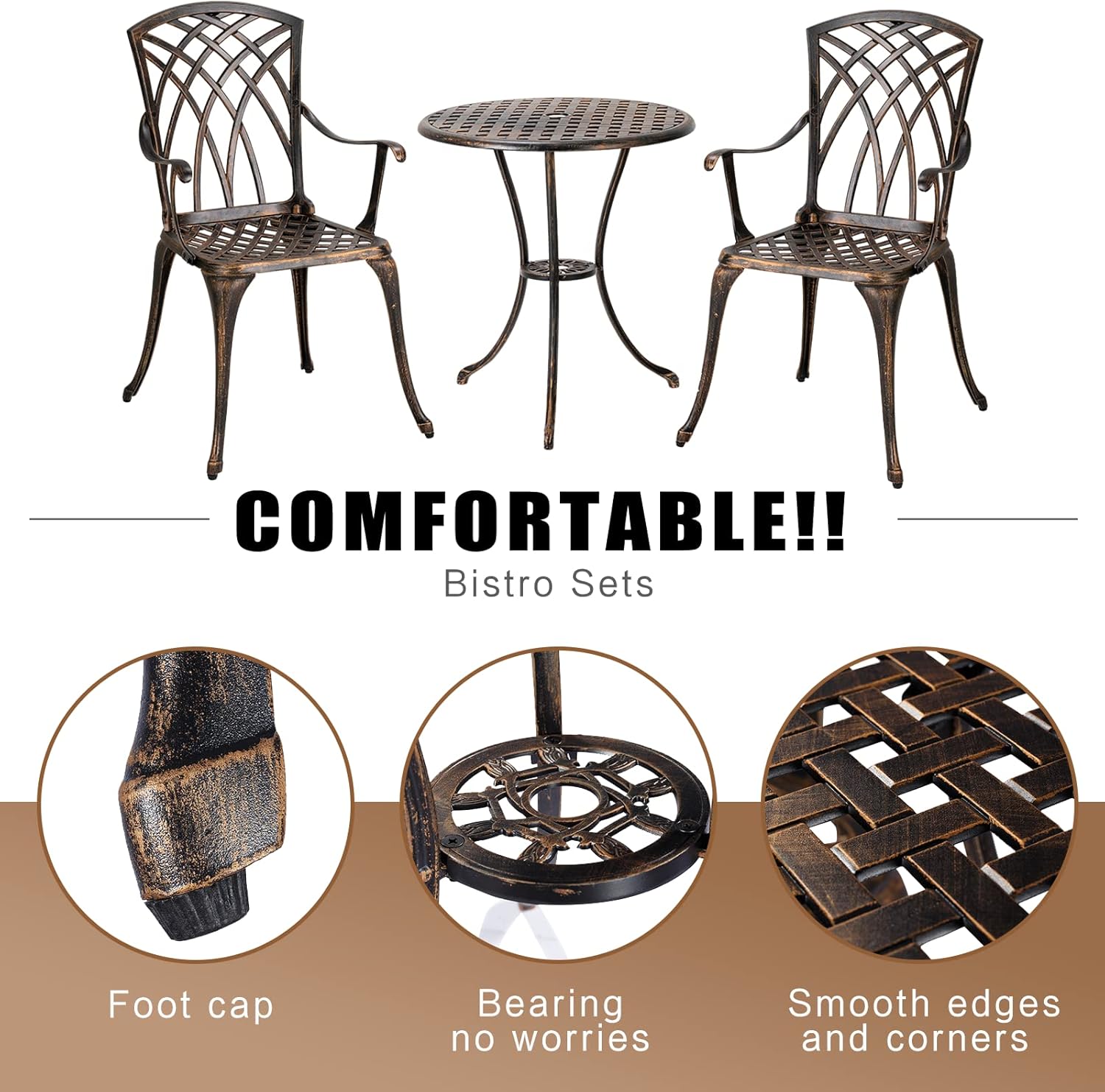 Set bistro luar ruangan 3 bagi - Outdoor Furniture Aluminum ulasan dan harga