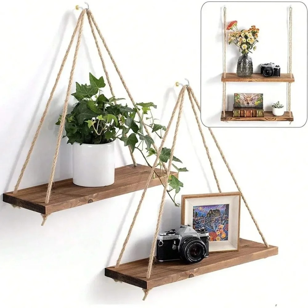 Rak Kayu Mengambang dengan Tal - Outdoor Furniture Rope ulasan dan harga